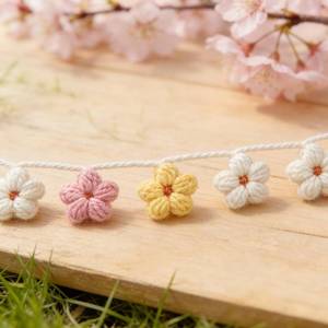 lot 874 image: Boho Felt Daisy Garland 7.2FT Knitting Yarn Floral Banner Handmade Crochet Daisy Hanging Garland for Baby Girl Nursery Room Decor Pink White Yellow Flower Spring Birthday Party Groovy Wall Decorations - Retail $10