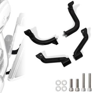 lot 879 image: FOVPLUE Floorboard Mounting Kit, Left and Right Front Driver floorboard support bracket kit for Harley 2017-2025 Touring,for Street Glide Road Glide Electra Glide Road King CVO, Gloss Black - Retail $90