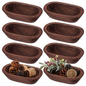 lot 891 image: Molain 8 Pack Wooden Dough Bowls, Solid Rustic Wood Bowls for Candle - Retail $37