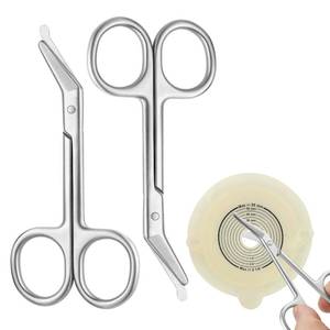 lot 899 image: 2 Pack Premium Ostomy Scissors, Curved Blunt-Tip Medical Scissors Surgical Steel Shears, Small Bandage Scissor for Stoma Bag & Bandage Care, Nursing, Home & Veterinary Use - Retail $8