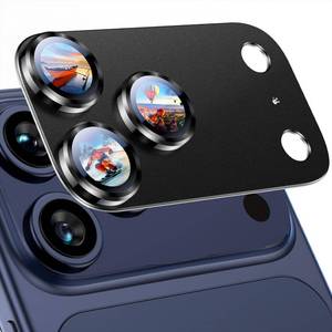 lot 907 image: Uyiton Compatible with iPhone 17 Pro Max Camera Lens Protector - Not Easy to BreakStrong AdsorptionCase-Friendly Metal Tempered Glass Rear Camera Screen Cover - Black Titanium - Retail $16