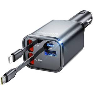 lot 921 image: 84W Retractable Car Charger,Car Phone Charger USB C Fast Charge for iPhone - Retail $14