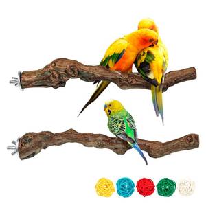 lot 922 image: 2 Packs Parrot Perch Stand,Natural Grapevine Wood Perch Parrots Cage Perch Toys Suitable for Small or Medium Parrots Parakeets Cockatiels Conures Lovebirds in Cage Accessories Supplies (Style-1) - Retail $14