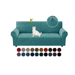 lot 928 image: YEMYHOM 1 Piece Stretch Couch Covers for 3 Cushion Couch, Jacquard Sofa Cover with Non-Slip Elastic Bottom, Thickened Slipcover Furniture Protector for Dogs Pets (Large, Peacock Blue�� - Retail $43