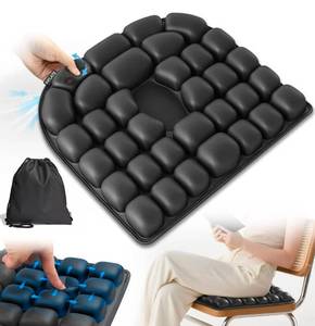 lot 929 image: Upgrade Travel Cushion with No External Air Pump, Airplane Seat Cushion for Long Flights, Portable Wheelchair Cushions, Adjustable Air Cushion with Non-Skid Bottom Relief Discomfort in Coccyx - Retail $0