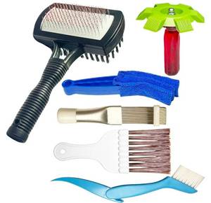 lot 932 image: 6-Piece Air Conditioner Fin Cleaning Kit HVAC Coil Cleaning Tool Set with Fin Comb Straightener Dual-Sided Microfiber Brushes Deep Cleaning Maintenance for AC Radiator, Vents, Evaporator Coils - Retail $0