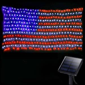 lot 938 image: Solar American Flag Lights Outdoor 420 LED US Flag Net Lights 6.5 x 3.28 Ft - Retail $403