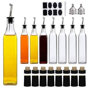 lot 945 image: Salzesfalls 8 Pack 17oz Olive Oil Dispenser Bottle,Oil Dispenser for Kitchen, Cooking Oil Dispenser,Vinegar Cruet Bottle with Pourers - Retail $26