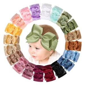 lot 948 image: doboi 20PCS Baby Bows Baby Girl Headbands Nylon Hairbands with Ribbon Bow - Retail $19