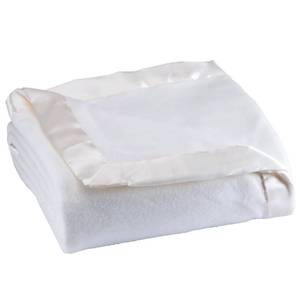 lot 963 image: OakRidge Satin Fleece Blanket, FullQueen, Twin or King Size �� 100% Polyester Lightweight Fabric and Cozy Satin Binding Edges in Tightly Folding Travel Blanket, White - Retail $38