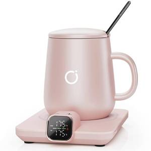 Coffee Mug Warmer & iKago Mug Set, Accurate Temperature Control Smart Heated Mug for Desk, Electric Coffee Warmer with Auto Shut Off & Real-Time Temp Display, Gifts for Men Women, 15oz Ceramic Mug - Retail: $59