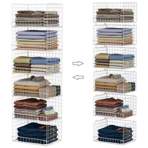 lot 980 image: Yociyoga 6-Tier Stackable Closet Organizers and Storage Shelves, Closet Shelf Organizer Basket Bins, Foldable Sweater Storage for Clothes Organizer System, White��Patent No. 30022416�� - Retail $50