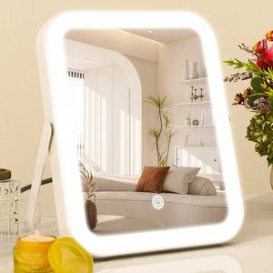 lot 986 image: ROLOVE 8x10 Inch Lighted Vanity Mirror, 3-Color Dimmable LED Lighting & Touch Control, Portable Makeup Mirror with U-Bracket for TravelDressing Room (White) - Retail $13