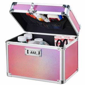 lot 991 image: Adazzo Medicine Lock Box with 3-Digit Combination Lock �� Pink Lockable Storage Box for Medication, Small Lock Box for Valuables, 10x7x7.9 Locking Medicine Box for Home Travel Dorm - Retail $33