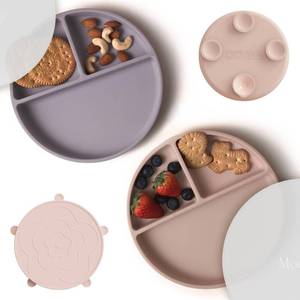lot 997 image: Moonkie Suction Plates for Baby  100% Silicone BPA-Free Baby Plates with Lids and Food Cover  Divided Design  Microwave and Dishwasher Safe  Toddler Plates 2 Pack - Retail $16