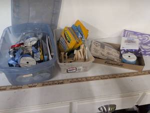 lot 24 image: Crayola Craft Supplies Lot Markers Beads Ribbon Tape Wooden Shapes