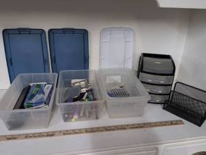 lot 28 image: Office Supplies Storage Lot. Containers Organizers Pens Markers