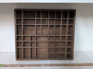lot 34 image: Hanging Wooden Shadow Box Shelving Unit