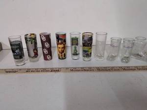 lot 38 image: Mixed Lot Shot Glasses 10 Count State  University Sports Souvenir Drinkware