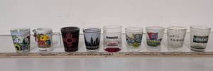 lot 40 image: Set of 9 Shot Glasses State Theme Souvenir Collection
