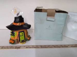 lot 45 image: PartyLite Halloween Witch Hat House Candle Holder with Ornament
