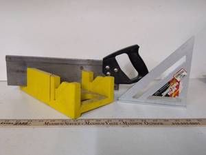 lot 98 image: Hand Tools & Sets lot - Miter Box, Handsaw, Speed Square