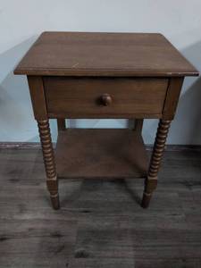 lot 114 image: Wood Nightstand with Drawer and Shelf