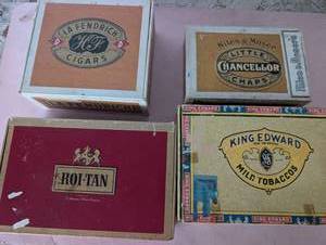 lot 1210 image: Lot of 4 Vintage Cigar Boxes Roi-Tan La Fendrich King Edward Niles Moser