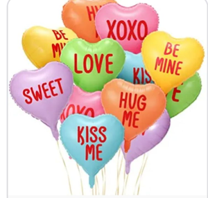 lot 1301 image: Heart Foil Balloons Candy Hearts -24 ct- new