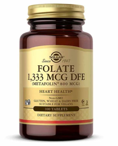 lot 1704 image: Solgar Folate 1,333 MCG DFF Metafolin 800 MCG 100 Tablets - Sealed