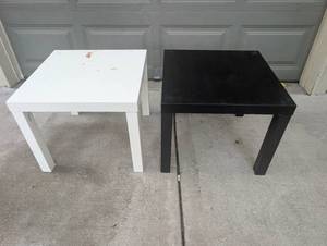 lot 504 image: Ikea Lack Tables White and Black Square Top - 2 ct