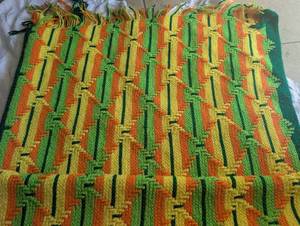 lot 1215 image: Handmade Striped Blanket Throw Yellow Orange Green Multicolor