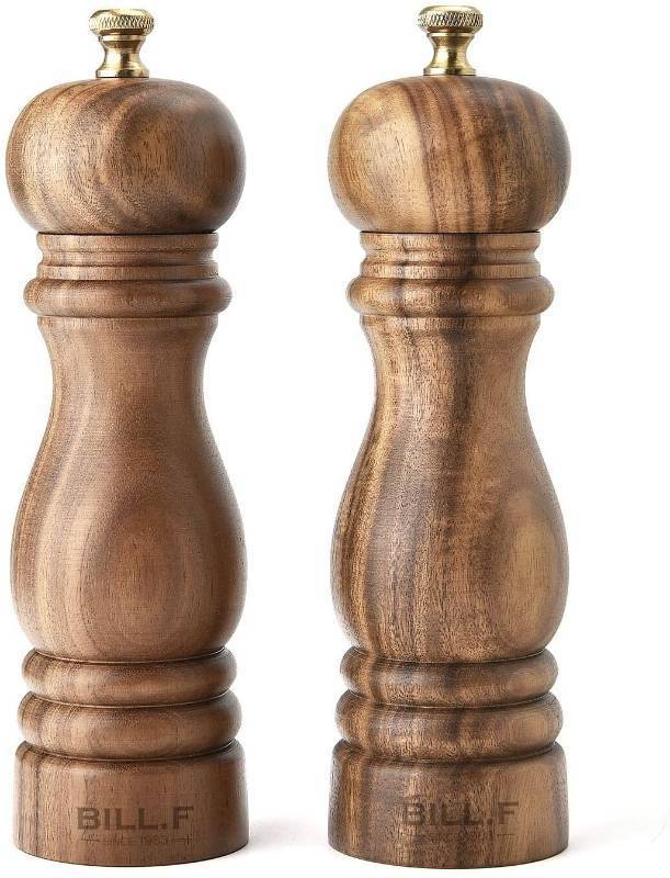 lot 19648 image: BILL.F Salt and Pepper Grinder Pepper Mill Grinder Pepper Grinders Salt Mill Set of 2 with Adjustable Ceramic Rotor 7 Inch - Retail $24