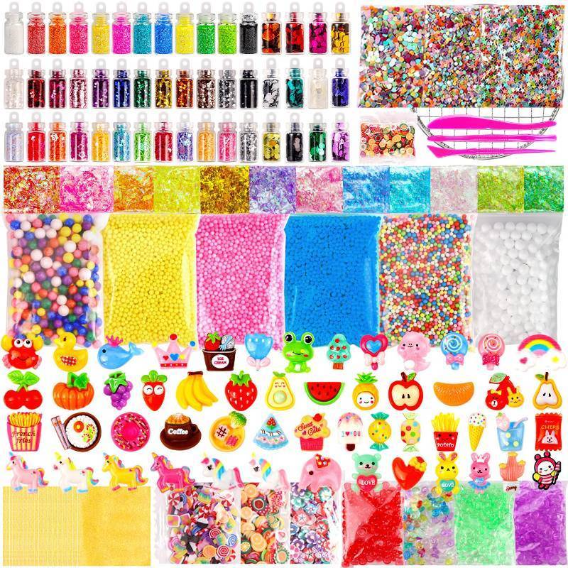 lot 26119 image: 175 Pack Slime Making Supplies Kit, Slime Add Ins Accessories Includes Slimes Charms, Foam Balls for Making Creative Slimes Kit - Retail $16
