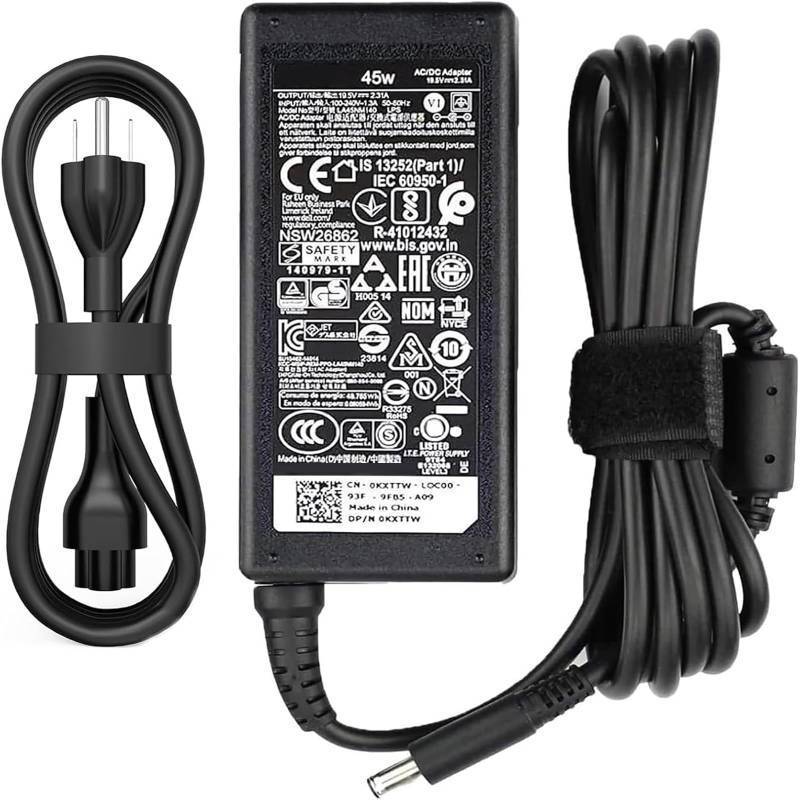 lot 1118 image: 45W (4.5  3.0 mm Jack 19.5V 2.31A) AC Charger Fit for DELL Inspiron 1113141517 3000 5000 7000 Series(3583 3593 5570) Latitude E5450 XPS 13-45 Watt AC 2-in-1 Computer Power Adapter Cord - Retail $20