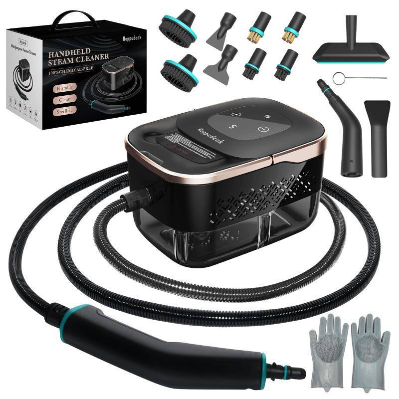 lot 15057 image: Steam Cleaner,15s Heat-Up 42.27oz Tank,2500w Handheld Steam Cleaner for Home with 15 pcs Accessories,Portable Steamer for Cleaning,kitchens,Grease,bathrooms,Grout,Tile,Bed Bugs,Floor,Couch and Car - Retail $56