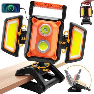 lot 5365 image: Tresda 4000LM LED Work Light Rechargeable with Clamp, 40W Magnetic Work Light Battery Powered with 5 Light Modes, 350° Rotation, Portable Job Site Lighting for Construction Site,Workshop,Car Repairing - Retail $40