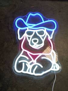 lot 5373 image: Neon Sign Cowboy Dog Figure Blue Pink White