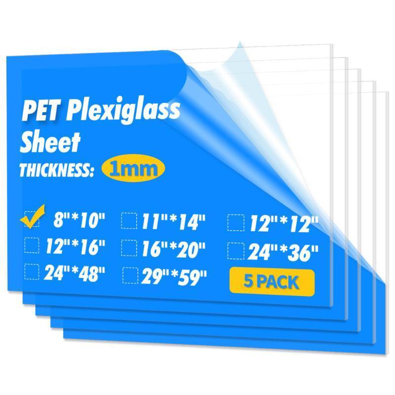 lot 26633 image: Art3d 5-Pack of 8x10 PETPlexiglass Sheets, Transparent Clear Flexible Plastic Sheet Panels for Craft, Picture Frames, Sign Blank, DIY Display Project - Retail $5