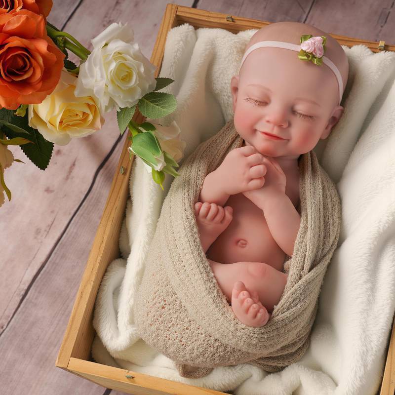 lot 49972 image: BABESIDE Lifelike Reborn Baby Dolls 16 (Weight 4 lb) Full Platinum Silicone Reborn Baby Girl Realistic-Newborn Baby Doll Sleeping Girl Real Life Baby Dolls with Toy & Gift Box for Kids Age 3 - Retail $120