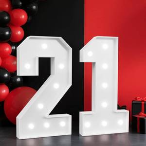 lot 7547 image: 2FT Marquee Numbers 21, Light up Numbers for 21 Birthday Decoration, Large Light Up for 21 Years Old Birthday Party, Anniversary Party Decor Birthday Sign, Pre-Cut Foamboad Mosaic DIY - Retail $34