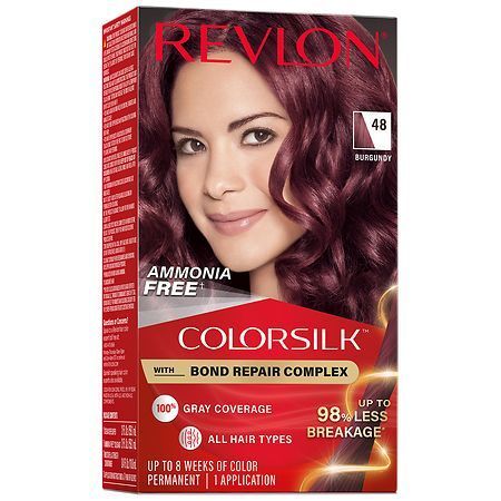 lot 114 image: Revlon ColorSilk Permanent Hair Color with Bond Repair Complex - 48 Burgundy - 4.4 fl oz Ammonia-Free, For All Hair Types - Retail $9