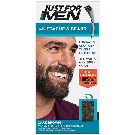 lot 148 image: Just For Men Mustache & Beard  Beard Dye for Men with Brush Included for Easy Application  With Keratin Biotin Aloe and Coconut Oil for Healthy Facial Hair - Dark Brown  M-45 Pack of 1 - Retail $15