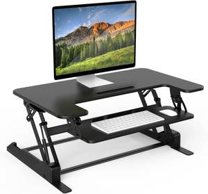 lot 1554 image: $250 Mount-It Standing Desk Converter - Height Adjustable, 36.5 x 22 in Bl