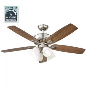 lot 1556 image: $114 Hampton Bay Devron II 52-in Brushed Nickel LED Ceiling Fan with Light