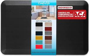 lot 1557 image: $95 ComfiLife Anti Fatigue Floor Mat 34in Thick, 24x70in, Black, Non-Slip