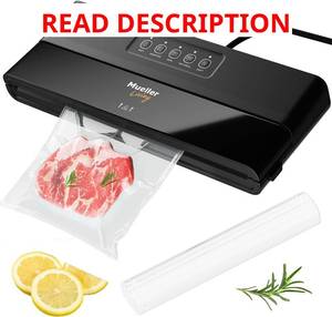 lot 1589 image: $47 MuellerLiving Vacuum Sealer with BagsRolls, LED Indicators, Sous Vide