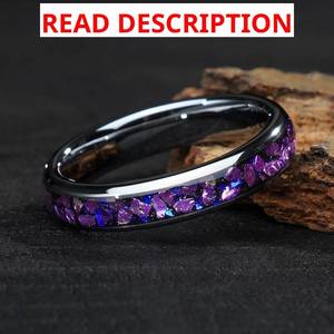 lot 1596 image: Tungsten Ring with Inlay - Engagement Ring