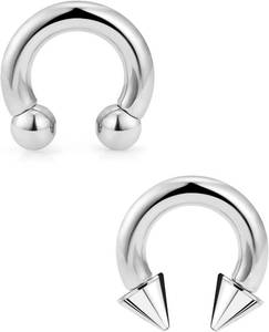 lot 1617 image: PA Ring Internally Threaded Spike & Ball Barbells Septum Ring 316L Steel