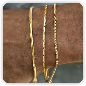 lot 1621 image: Mens Bracelet - GoldSilver Chain Stack, 14K Plated Silver, Adjustable Cros